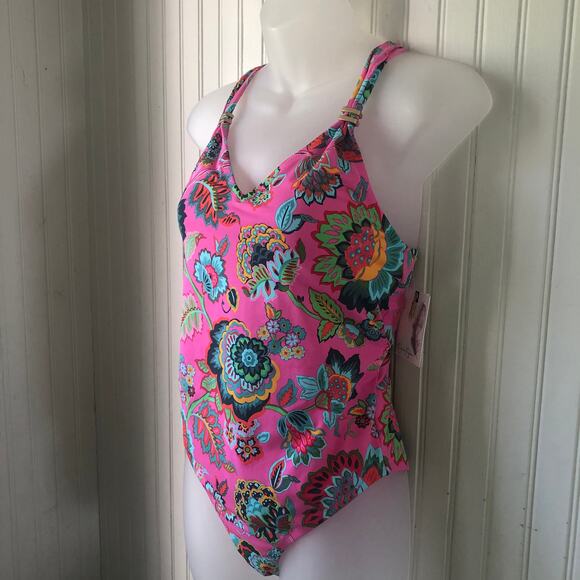 JESSICA SIMPSON Retail $108 Rosies Bushes Criss Cross Back One Piece Size Small - Picture 4 of 7